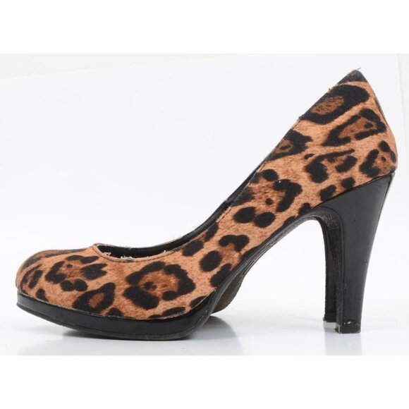 Lane Bryant Women 9 WIDE Width Leopard Animal Print Round Toe Heels Pumps Vegan - Picture 6 of 10